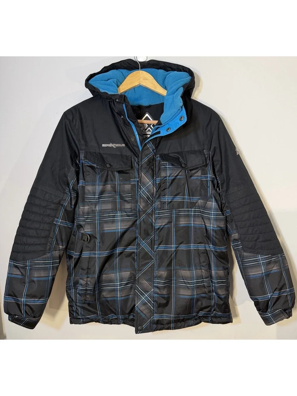 ZeroXposure Boys XL 18/20 Winter Ski Jacket Insulated Heavy Coat EUC Black Plaid